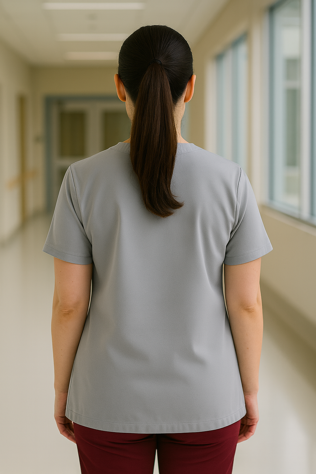 Tek Üst 4 Cepli Scrubs Forma - Gri