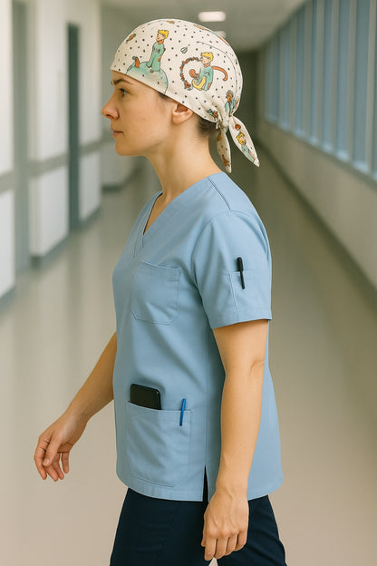 Tek Üst 4 Cepli Scrubs Forma - Mavi