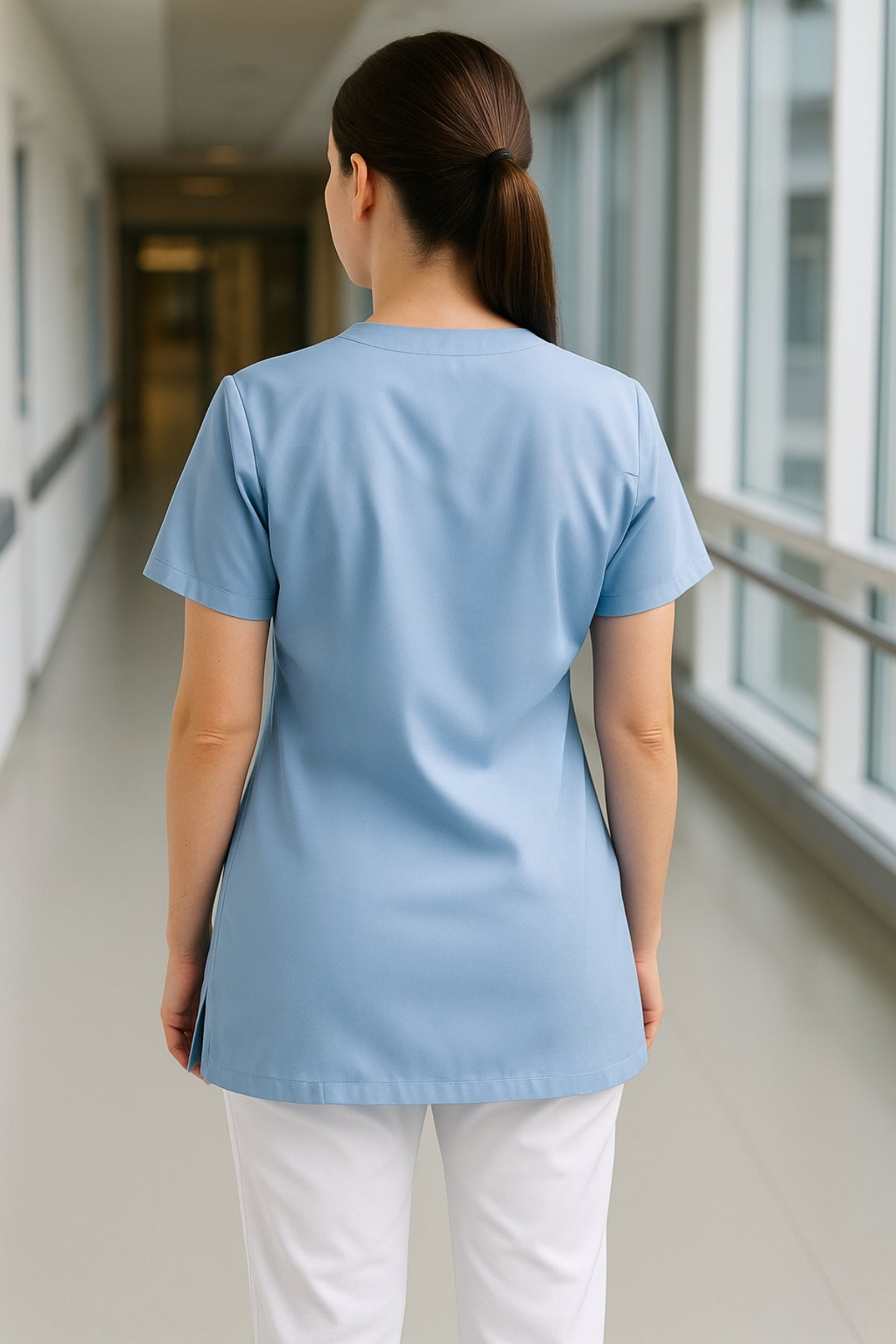 Tek Üst 4 Cepli Scrubs Forma - Mavi