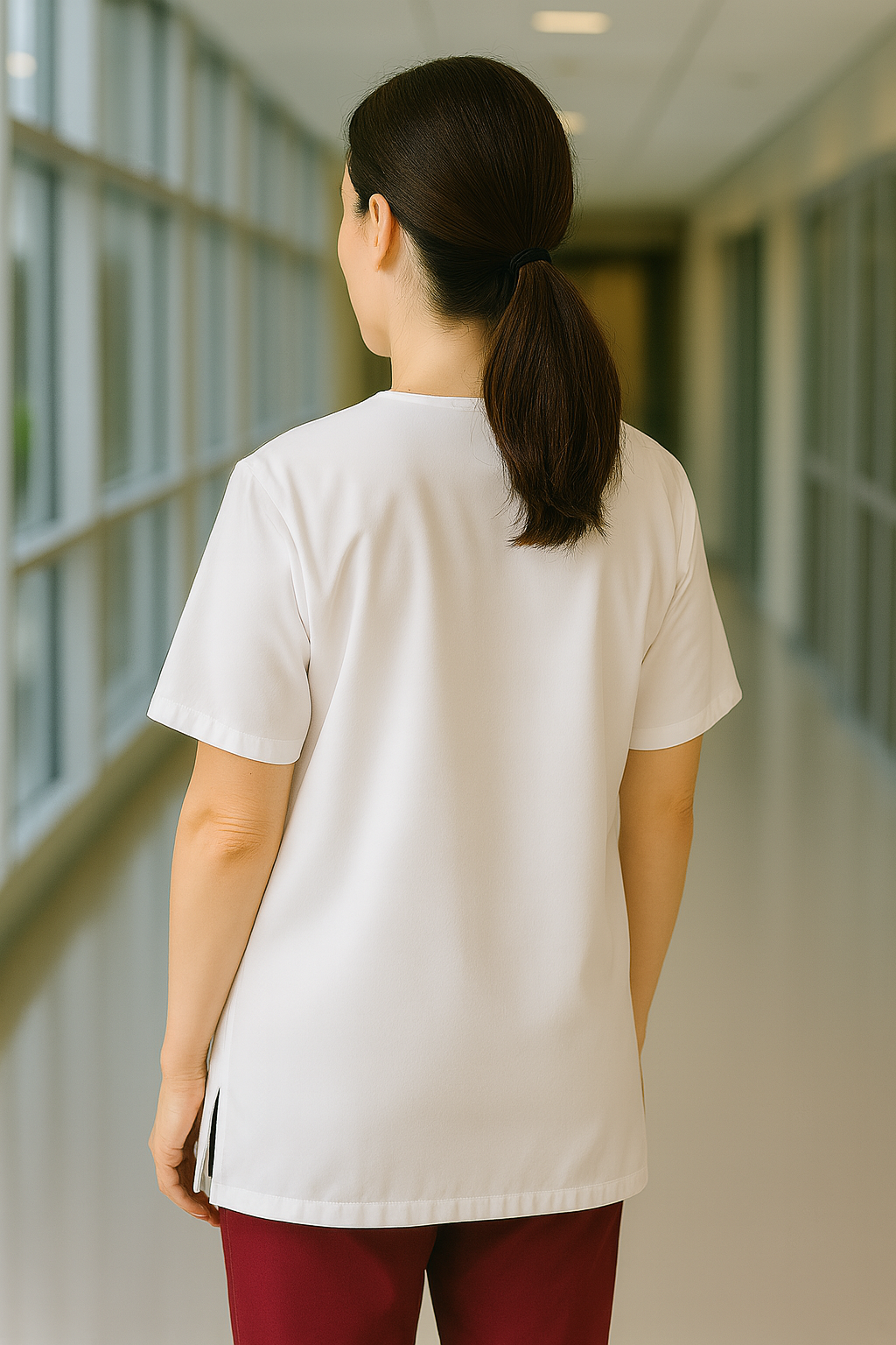 Tek Üst 4 Cepli Scrubs Forma - Beyaz