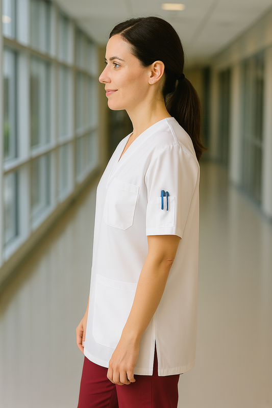 Tek Üst 4 Cepli Scrubs Forma - Beyaz