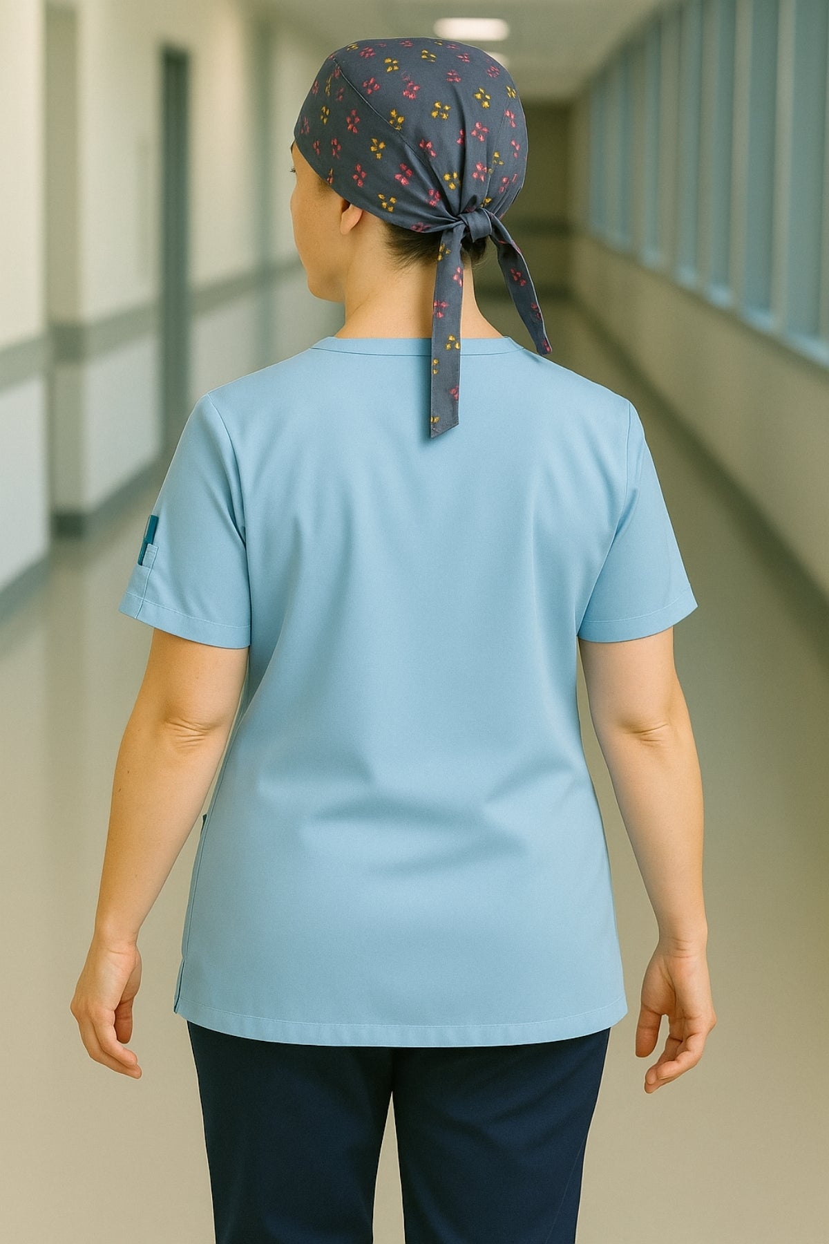 Tek Üst 4 Cepli Scrubs Forma - Mavi