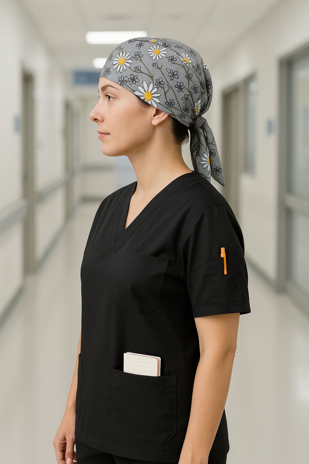 Tek Üst 4 Cepli Scrubs Forma - Siyah