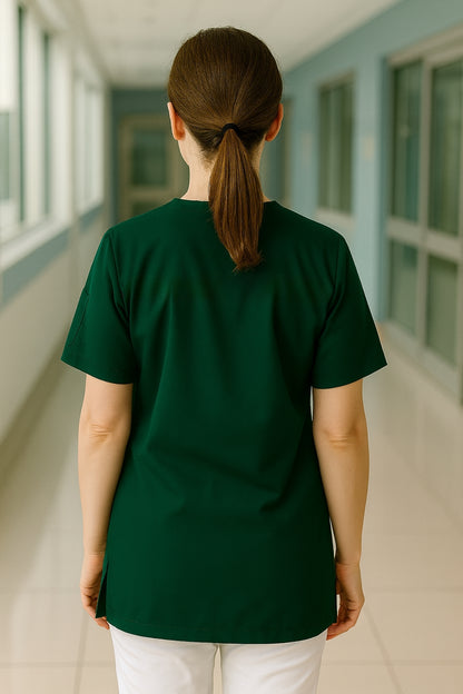 Tek Üst 4 Cepli Scrubs Forma - Yeşil