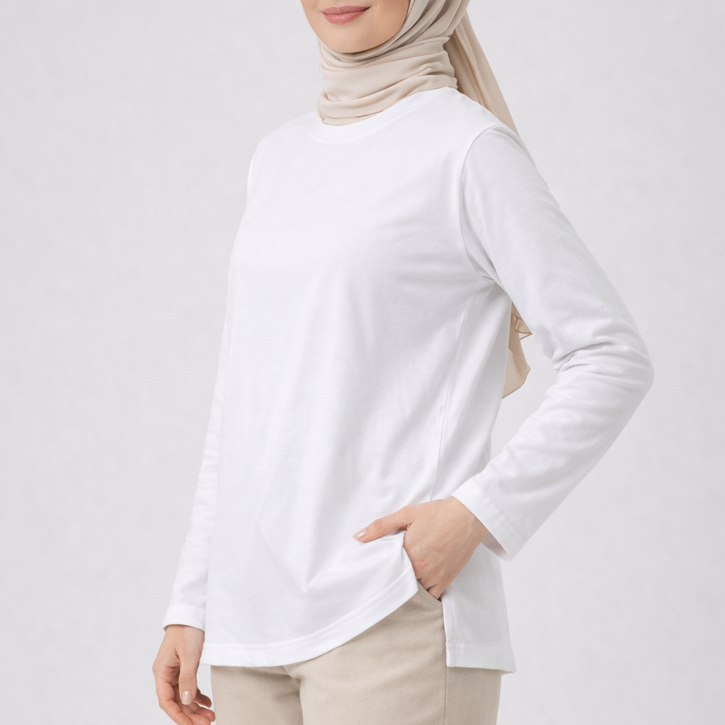 beyaz tesettür tunik modelleri uzun kollu kadın tunik