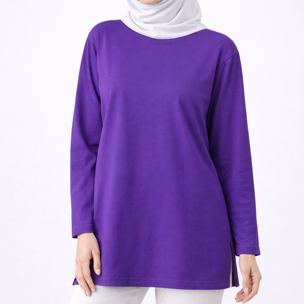 mor uzun tesettür tunik modeli kadın tesettür giyim