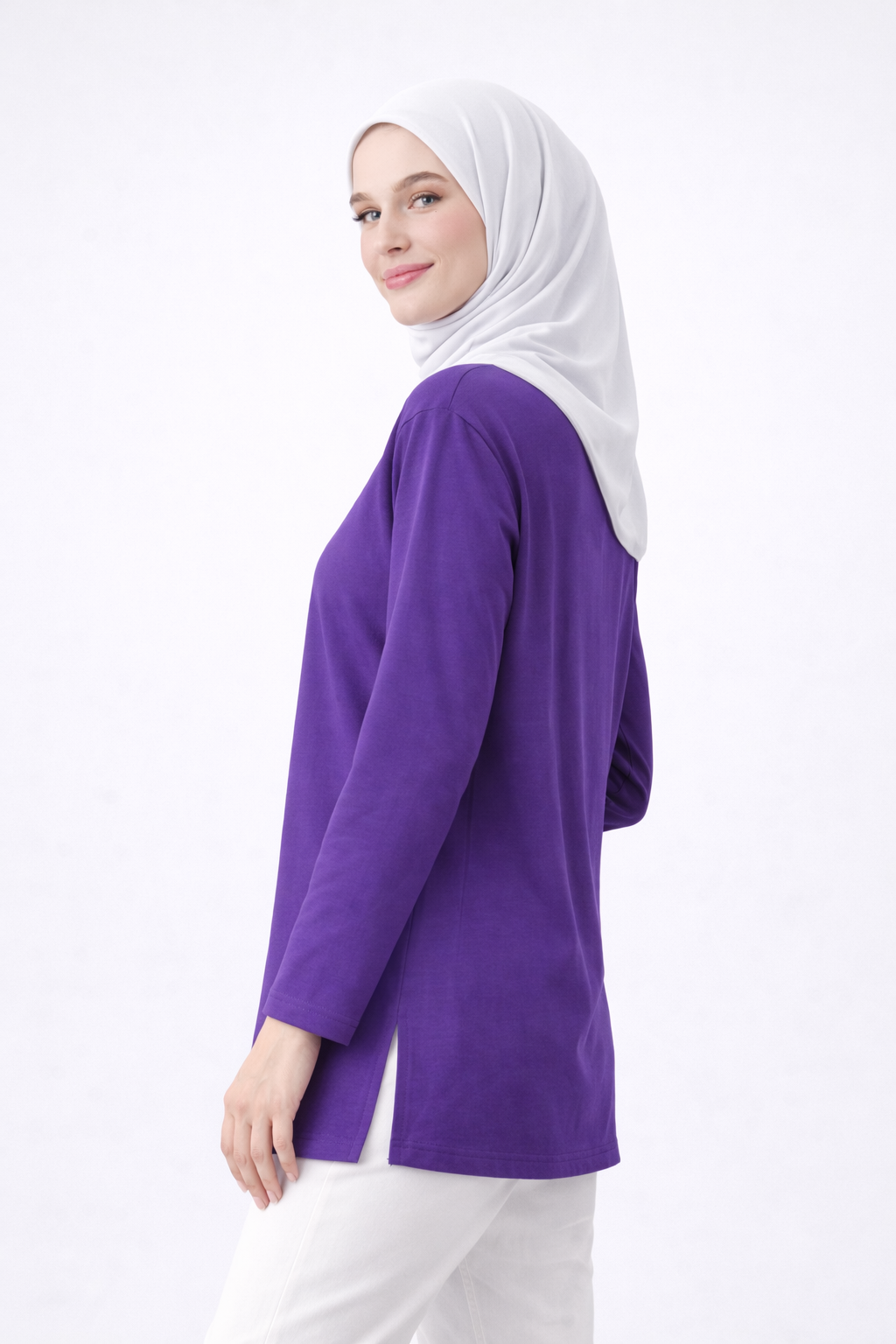 yeni sezon tesettür tunik mor bayan tunik modeli