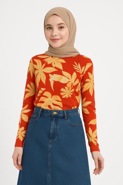 Günlük kullanım için şık kadın bluz ve etek üstü kombin