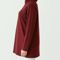 Kadın Bordo Dökümlü Tunik (Bandana Hediyelik)