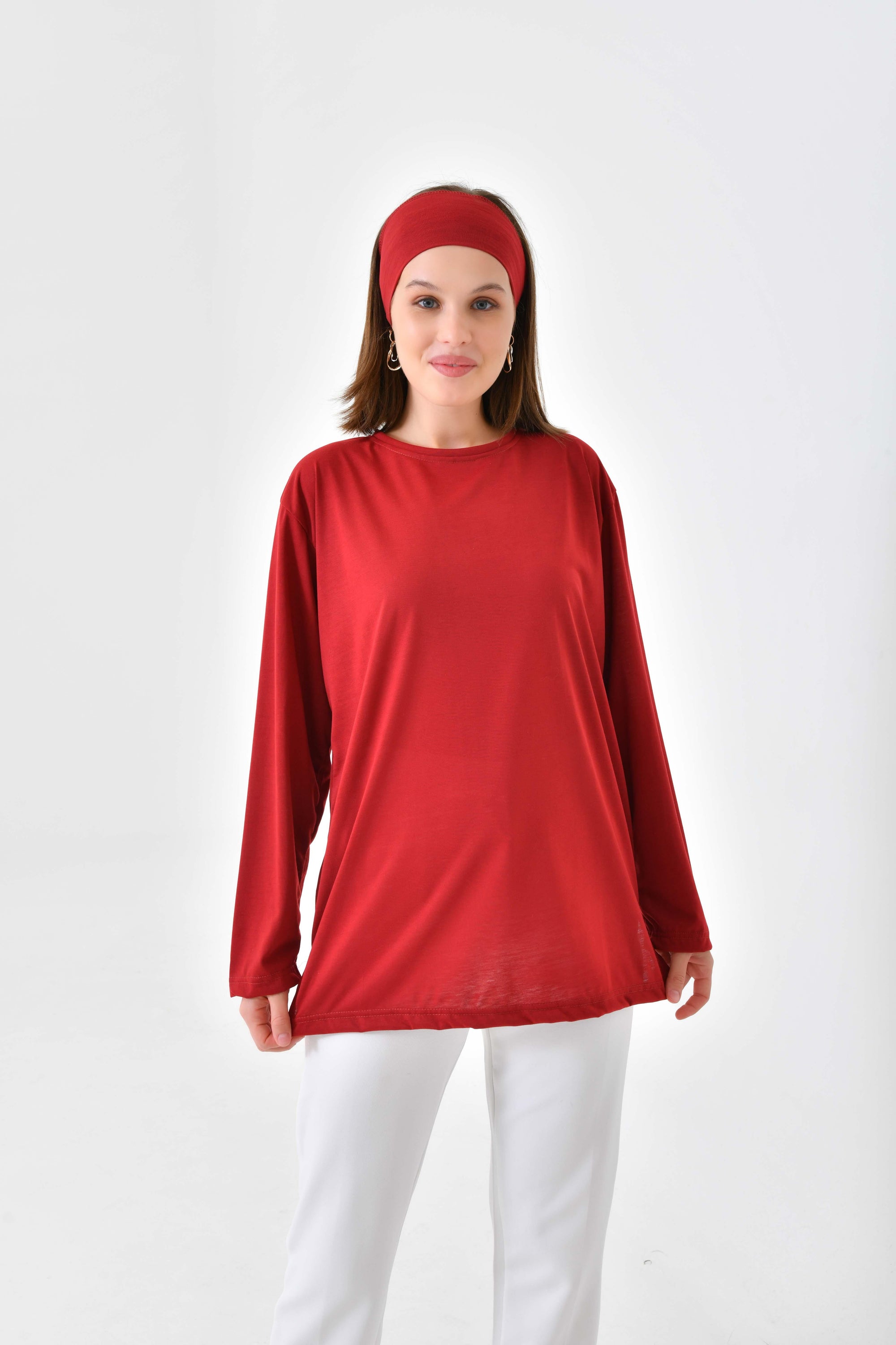 Kadın tesettür giyim tunik uzun kollu sade şık tunik modeli