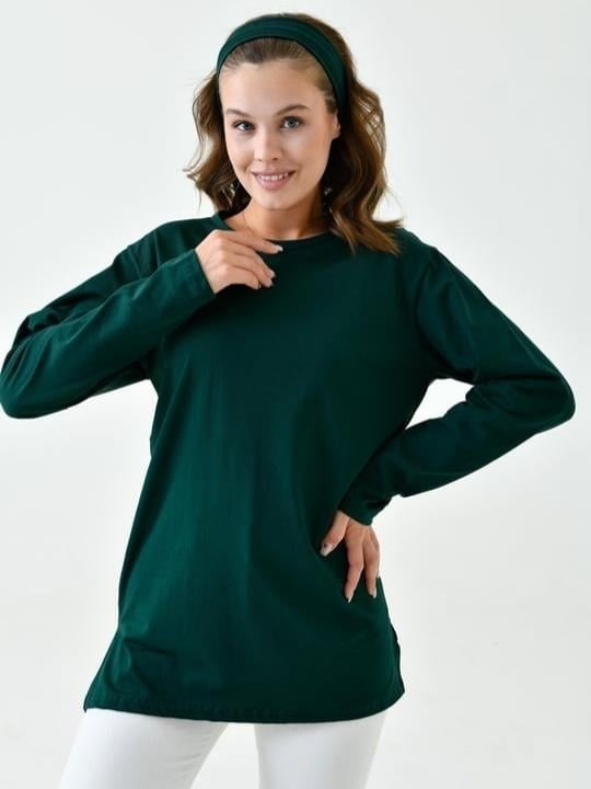 Şık tesettür giyim tunik uzun kollu basic tasarım