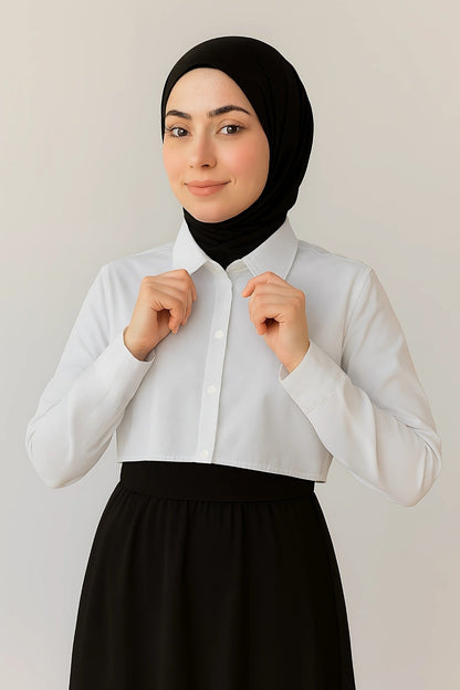 Gömlekli Kolluk Yarım Gömlek - Beyaz