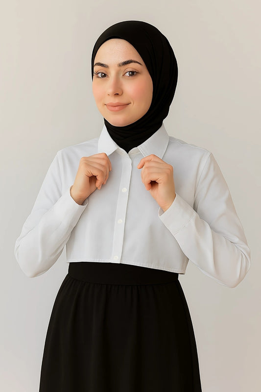 Gömlekli Kolluk Yarım Gömlek - Beyaz