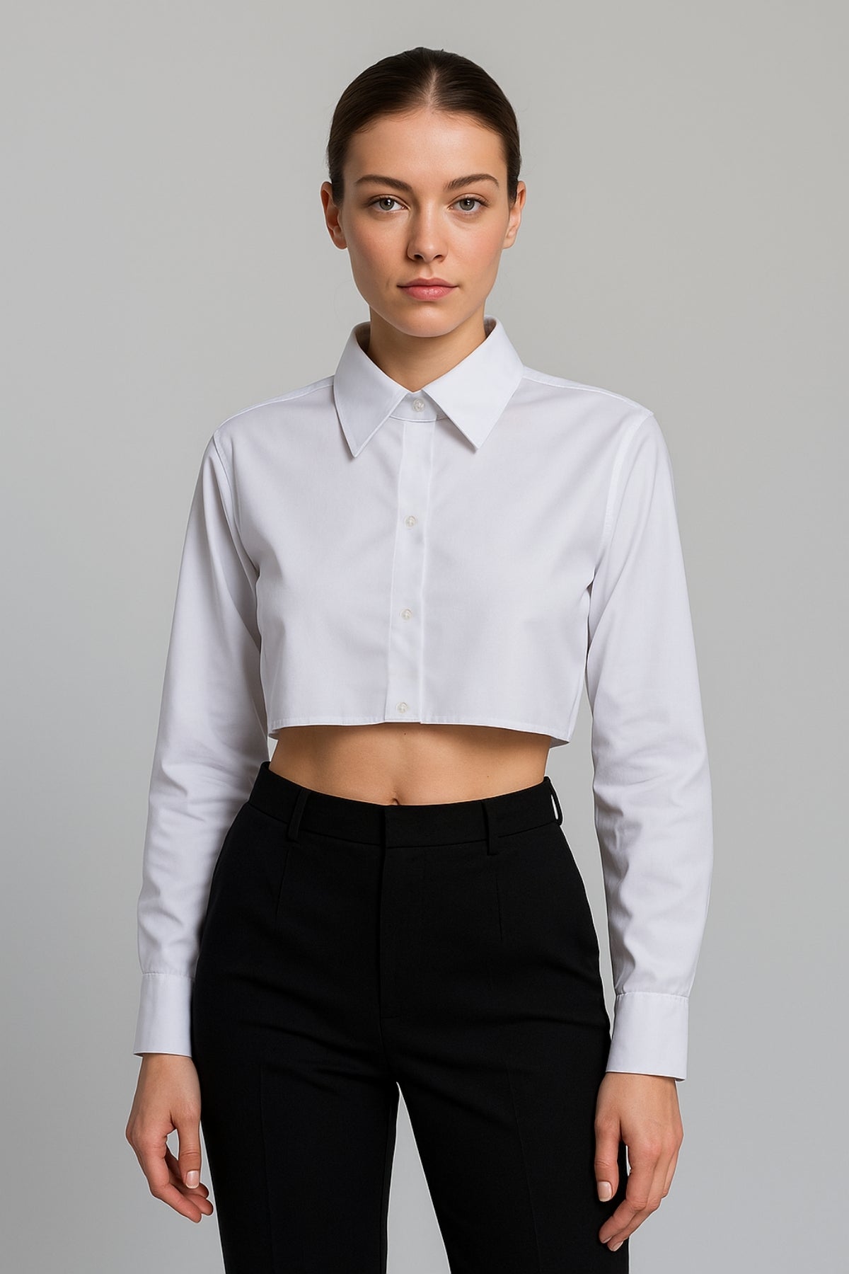 Gömlekli Kolluk Yarım Gömlek - Beyaz