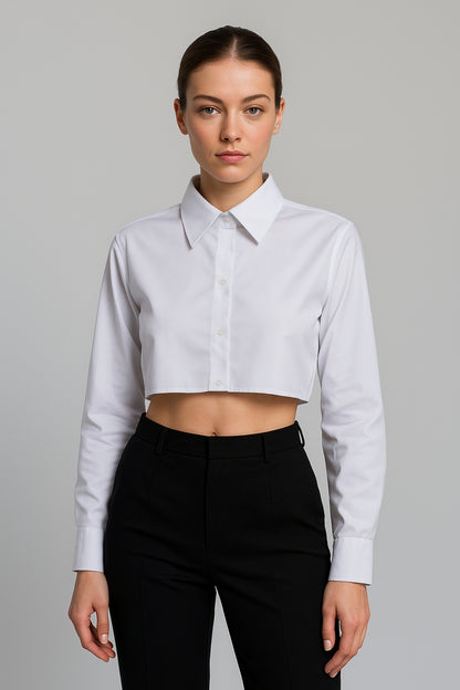 Gömlekli Kolluk Yarım Gömlek - Beyaz