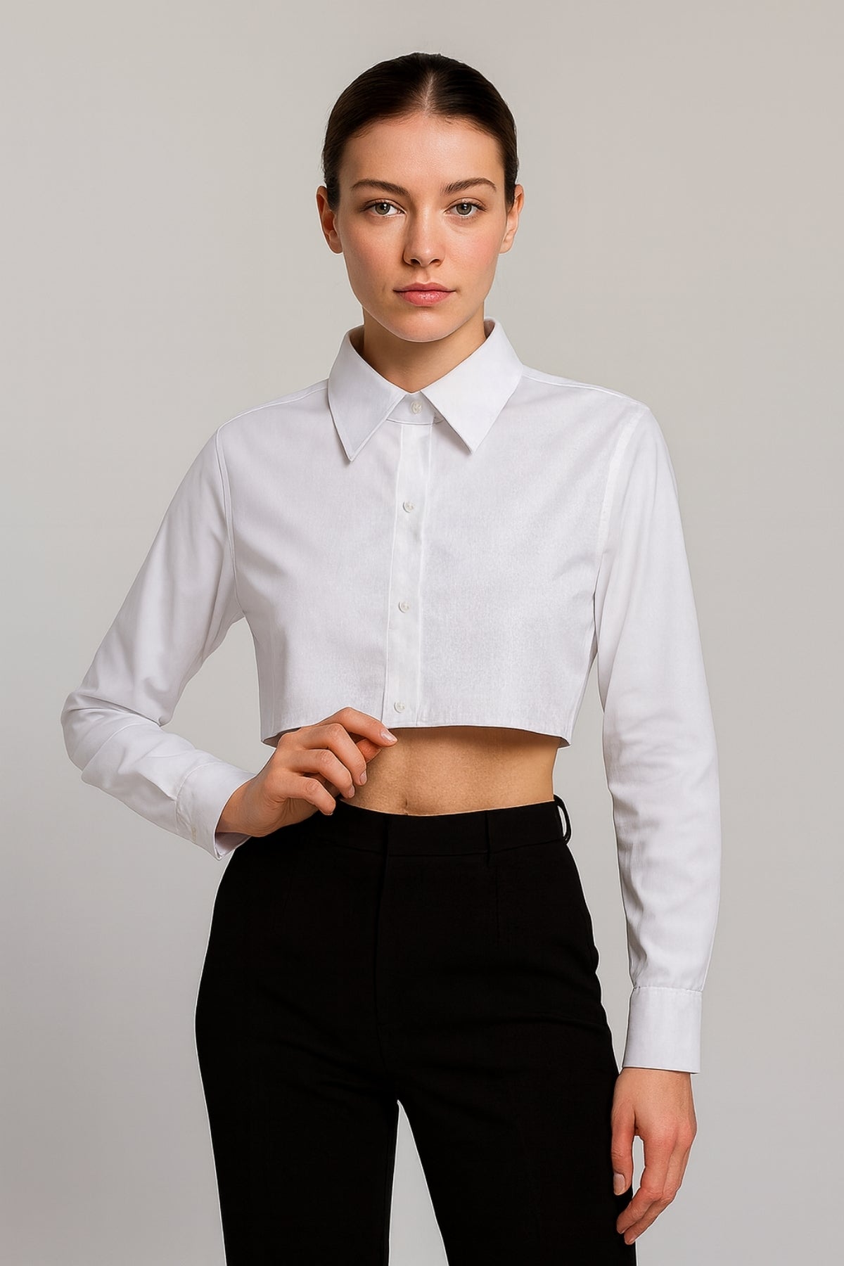 Gömlekli Kolluk Yarım Gömlek - Beyaz