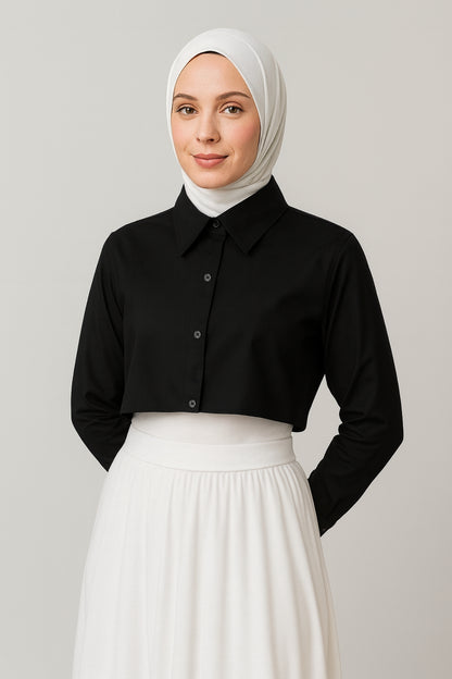 Gömlekli Kolluk Yarım Gömlek - Siyah