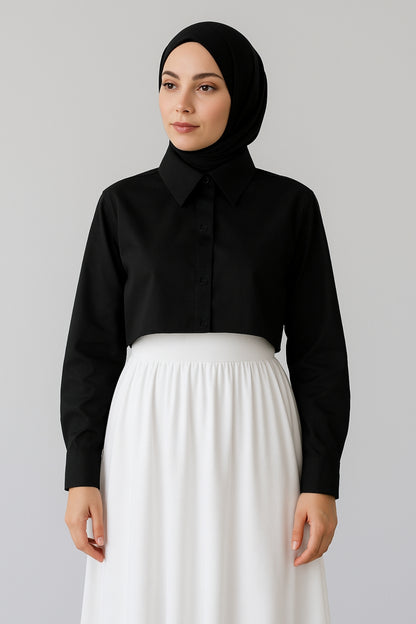 Gömlekli Kolluk Yarım Gömlek - Siyah