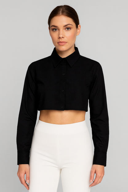 Gömlekli Kolluk Yarım Gömlek - Siyah